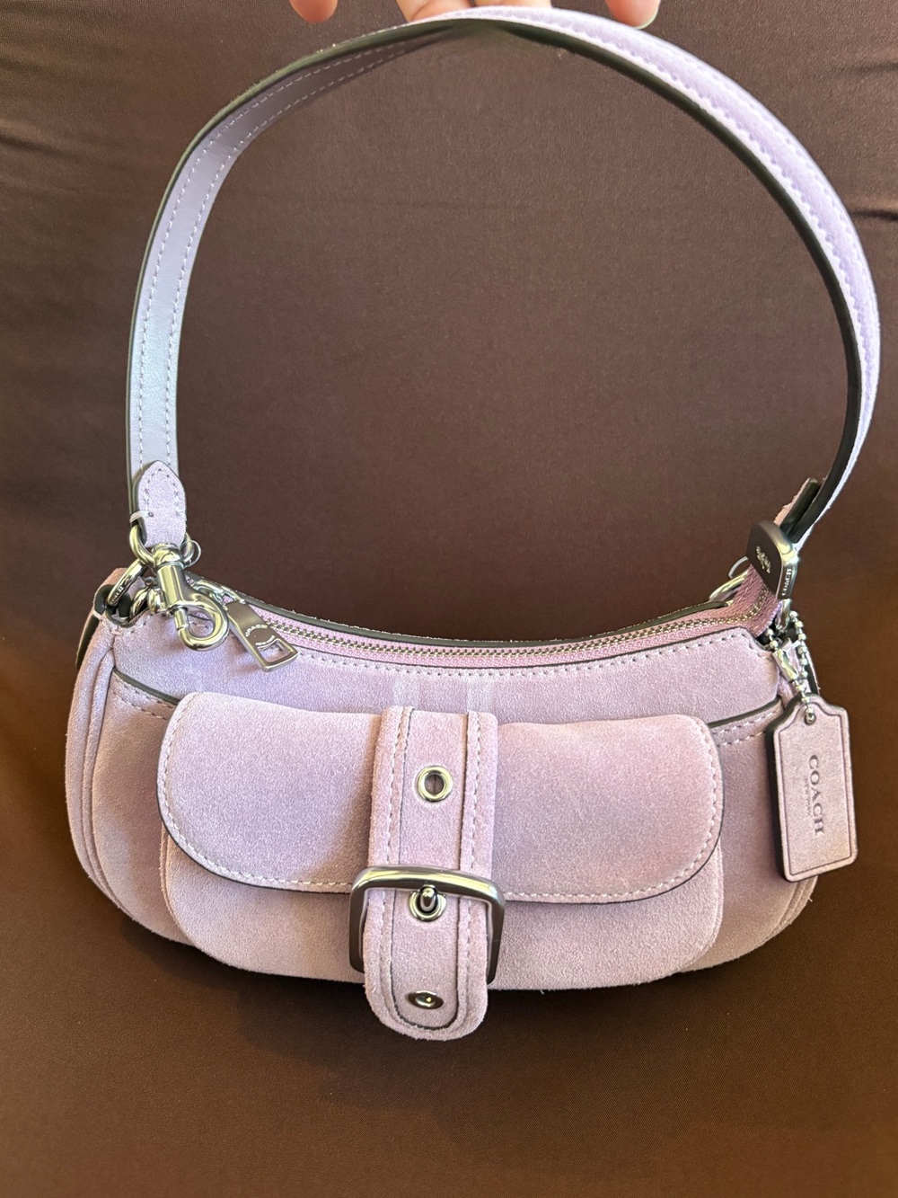 Coach Ashton Mini Shoulder Bag Soft Feminine Suede Violet NWT Y2K Revival